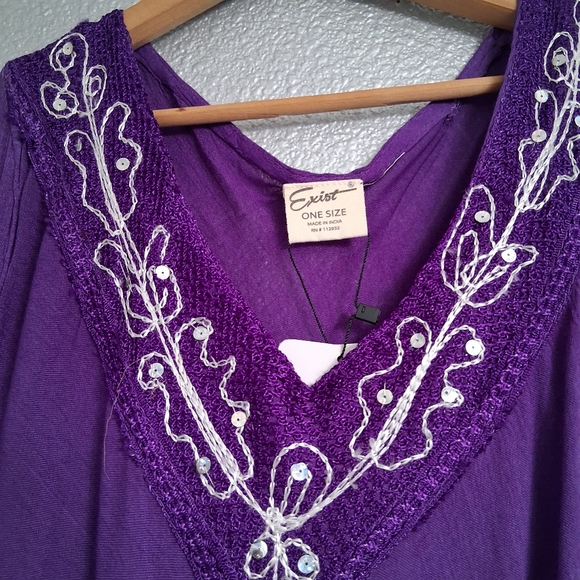 NWT Exist Purple Floral Midi Dress With Sequin & Embroidery Size 0S - Picture 2 of 12
